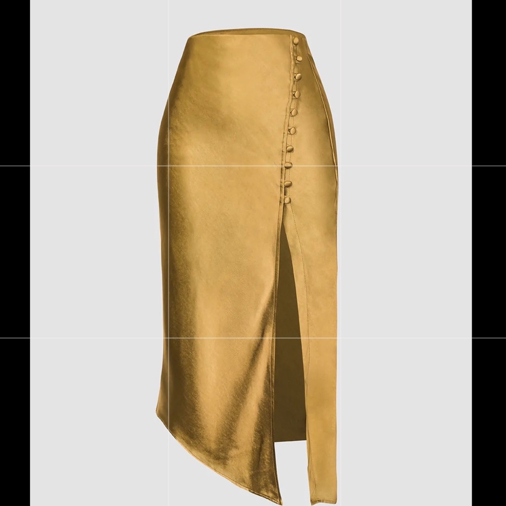 Micas Gold Satin MIDI Skirt